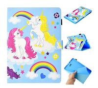 Succtop Custodia Galaxy Tab A6 Cover di Pelle PU Funzione Sonno/Svegliati Auto Custodia Porta Penna Portafoglio Cover per Samsung Galaxy Tab A 2016 10.1 Pollici SM-T580/SM-T585 Unicorno Arcobaleno