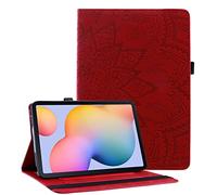 Succtop Custodia Galaxy Tab S6 Lite 10.4 Flip Portafoglio Custodia Cover Supporto Tablet Cover Case con Portapenne Samsung Galaxy Tab 6 Lite 2020 SM-P610/SM-P615 Mandala Flower Emboess Rosso