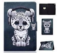 Succtop Custodia iPad 10,2 Pollici 2019/2020, PU Pelle Flip Cover Case Auto Sonno/Sveglia Tavoletta Custodia per iPad 10,2" 7a/8a Generazione, iPad Air 3/ iPad PRO 10.5 PolliciMusica Leopard