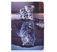 Succtop Custodia per Galaxy Tab A7 10.4" 2020, Folio Flip Pelle PU Custodia Cover Galaxy Tab A7 Stand Portafoglio Protettiva Tablet Cover Samsung Galaxy Tab A7 10.4 T500/T505/T507, Gatto e Tigre
