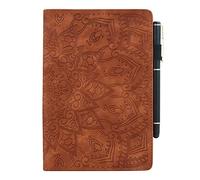 Succtop Custodia Samsung Tab A 10.1 2016 Flip Portafoglio Custodia Supporto Tablet Custodia con Portapenne Samsung Samsung Galaxy Tab A6 10.1 Pollici SM-T580/SM-T585 Mandala Flower Emboess Marrone