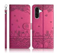 Succtopy Cover per Samsung Galaxy A57 Premium Pelle PU Portafoglio Flip Libro Custodia Funzione Stand Slot Scheda Chiusura Magnetico Case Protettiva Custodia per Samsung Galaxy A57 Rosa Rossa