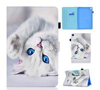 Succtopy Custodia per Huawei MatePad T10S/T10 2020, PU Cover Tablet T10 9.7 AGR-L09 AGR-W09 Protettiva Slim Smart Protettiva Case Huawei T10S 10.1 AGS3-L09 AGS3-W09,Gatto Bianco