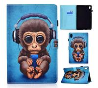 Succtopy Custodia per Lenovo Tab M10 HD 2nd Gen 2020 10,1 Pollici, PU Cover Tablet M10 2nd Gen Protettiva Slim Smart Protettiva Case Lenovo M10 2nd HD TB-X306X / TB-X306F,Music Monkey