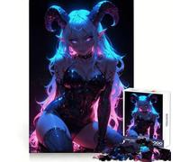 Succube sexy al neon per adulti, puzzle da 1000 pezzi, gioco per esercizi mentali, svago delicato, design da assemblare, regalo stagionale 38x52cm