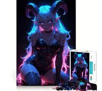 Succube sexy al neon per adulti, puzzle da 1000 pezzi, gioco per esercizi mentali, svago delicato, design da assemblare, regalo stagionale 38x52cm
