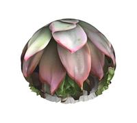 Succulent Botanical - Cuffia da doccia per donne e uomini, grande, riutilizzabile, a doppio strato, impermeabile, con fascia elastica, per tutte le acconciature, adatta ai viaggi