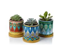 Succulent Planter Pots-3 Inch Small Ceramic Planters Plants Pots Mini Flower Vase for Indoor Plants, Gifts Set of 3