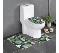 Succulent Plants And Cactus Copriwater Set 3 Pezzi, Zerbino Assorbente Tappetino Da Bagno Per Toeletta Doccia