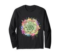 Succulent Watercolor Art Boho Botanical Cactus Illustration Maglia a Manica