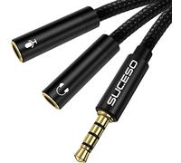 SUCESO Cavo Audio Microfono Cuffie Adattatore Jack 1M Sdoppiatore Microfono Cuffie Splitter Jack 3,5mm Maschio a 2 Femmina Cavo Audio Splitter per PS4,Xbox One,Smartphone,PC,Altoparlanti e Laptop-Nero