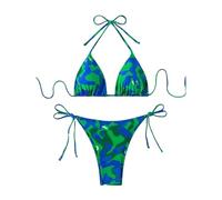 SuChengSS Bikini Cravatta Tintura Micro Bikini da Donna Costume da Bagno Femminile da Bagno Perizoma Costumi da Bagno Set di Bikini in Pizzo su Halter Biquini-Verde-M