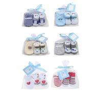 SUCHUANGUANG 1 Paio di Calzini in Cotone per Bambini Morbidi Cartoon 1 Paio di Guanti AntiGraffio Set per Neonati maschietti Neonate Infantili 0-6 Mesi Neonato Cotone