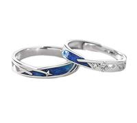 SUCHUANGUANG 2 Pezzi Set di Anelli per Amanti Regolabili Blu Mare Stella Meteorica Coppie Anelli Set Coordinato per Lui e per Lei da Indossare Quotidiana Rame