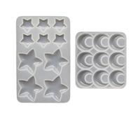 SUCHUANGUANG 2 pz/Set Durevole Stampo in Silicone Luna e Stella Ciondolo Stampo Unico Cristallo Resina creazione di Gioielli stampi per Gli Appassionati del Fai da Te