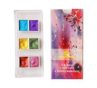 SUCHUANGUANG 6/12 Colori Glitter Acqua Set di Colori Metallizzati Oro pigmento Vernice Artista Pittura Pittura ad Acquerello A