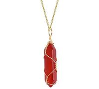 SUCHUANGUANG Collana con corniola, Ciondolo in Agata di Cristallo, Decorazione di Gioielli, Ciondolo con avvolgimento di Filo, Regalo per Ragazze, Ragazzo, Oro