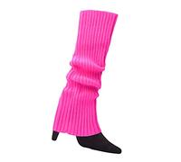 SUCHUANGUANG Donna Anni '80 Scaldamuscoli in Maglia Colorata Fluorescente Calzini Senza Piedi a Costine Calze Accessori per Feste da Ballo di Halloween Rosa Caldo