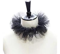 SUCHUANGUANG Girocollo da Donna in Tulle con Volant e Colletto Finto a Strati in Maglia, Costume Cosplay, Nero