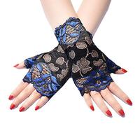 SUCHUANGUANG Guanti da Donna Sottili con Protezione Solare Senza Dita Guanti da Guida per Feste da Ballo con Pizzo Floreale Cavo a Contrasto RB