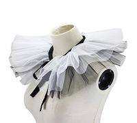 SUCHUANGUANG Rinascimentale Tulle Arruffato Colletto Finto a Strati Maglia Bianca Nera Girocollo Collo gorgiera Maglia