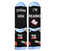 SUCHUANGUANG Unisex Divertente Dicendo novità Calzini Equipaggio Shhh STO Leggendo Libri metà Tubo Calze Calze Equipaggio di Cotone Colorato