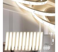 SUCIKORIO Striscia LED Neon 10 Metri, Silicone Strisce Led Esterno Impermeabile Ignifugo IP65 Flessibil 10m Luci Led Camera da Letto 220V Bianco Naturale 4000K Tagliabile 120 LED/m Con Interruttore
