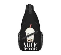Suck My Balls Funny Bubble Tea Cross Chest Bag Sling Backpack Fashion Hiking Daypack Unisex Chest Shoulder Bag