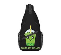 Suck My Balls Funny Bubble Tea Cross Chest Bag Sling Backpack Fashion Hiking Daypack Unisex Chest Shoulder Bag