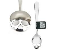Suck UK SK SPOONSKULL1 Cucchiaino da Zucchero a Forma di Teschio, Legno, Argento, 1