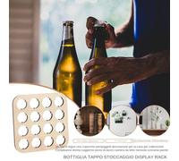 Sucritude Sottobicchieri a Forma di Tappo di Birra - Portatappi Quadrato con Vassoio | Vassoio Legno 16 Posti Decorativo per Scrivania Mensola Muro Camera da Letto Collezionisti