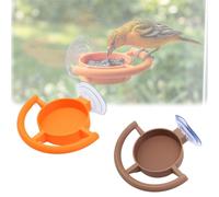 Suction Cup Bird Feeder Holder,Bird Feeder Window Suction Cup Holder for Seeds & Jelly,Windows Mount Outdoor Birds Feeders,Weather Proof & Easy to Clean Window Bird Feeders (Yellow+Coffee)