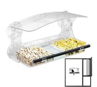 Suction Cup Bird Feeder, Transparent Acrylic Detachable Food Box with Leak-Proof Design, Window Cling Feeder Ideal for Indoor Viewing, Patio, Backyard, Apartment, Deck, 5.12x5.51in