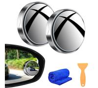 Suction Cup Car Convex Blind Spot Mirror, 2024 New Upgrade Suction Cup Blind Spot Mirror, 360 Degree Wide Angle Side Rear View Mirror, Reversing Auxiliary Blind Spot Mirrors (2Pcs*Silver)