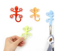 Suction Cup Hooks - ABS Silicone 5.6x1.5x7cm | Gecko Hook With Four Suction Cups, Strong Wall Hanger Organizer, Decorative Towel Holder | Removable Bathroom Kitchen Hallway Living Room Storage