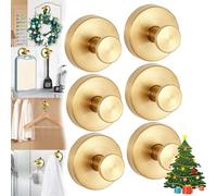 Suction Cup Hooks for Wreaths on Glass, Suction Cup Wreath Hanger, Wreath Suction Cups for Front Door, Hanging 15 Lbs, Waterproof & Rustproof, for Wreath, Shower, Glass, Door, Windows (6PCS,Gold)