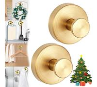 Suction Cup Hooks for Wreaths on Glass, Suction Cup Wreath Hanger, Wreath Suction Cups for Front Door, Hanging 15 Lbs, Waterproof & Rustproof, For Wreath, Shower, Glass, Door, Windows (2PCS,Gold)