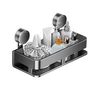 Suction Cup Shelf, Wall Mounted Rack, 11.81in Kitchen Storage Organizer, Tool Free Installation Design, Removable Hook System for Glass, Marble, Metal, Pantry, Rv, Apartment, Camping