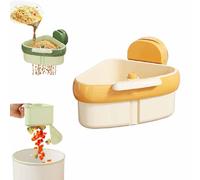 Suction Cup Sink Corner Rack,Automatic Dumping Corner Sink Strainer Basket,Triangular Sinks Basket Shelf With Suction Cup Sucker,Food waste catcher for sinks,Plastic Storage Rack Holder (Yellow)