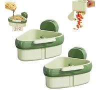 Suction Cup Sink Corner Rack,Corner Sink Strainer,Triangle Kitchen Drain Basket,Faucet Sponge Storage Rack,Button Design,One-Touch Dumping,Food Waste Catcher for sink,for Kitchen (Green)