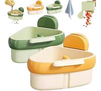Suction Cup Sink Corner Rack, Kitchen Sink Strainer Basket,One-Press Dumping Sink Food Catcher, Corner Sink Drain Strainer for Food Waste, Anti-Clog Triangle Storage Rack (2Pcs-A)