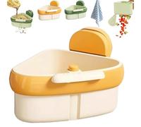 Suction Cup Sink Corner Rack, Kitchen Sink Strainer Basket,One-Press Dumping Sink Food Catcher, Corner Sink Drain Strainer for Food Waste, Anti-Clog Triangle Storage Rack (Yellow)