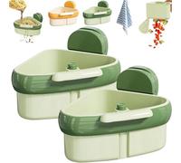 Suction Cup Sink Corner Rack, Kitchen Sink Strainer Basket,One-Press Dumping Sink Food Catcher, Corner Sink Drain Strainer for Food Waste, Anti-Clog Triangle Storage Rack (2Pcs-B)