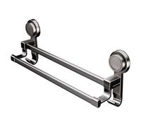 Suction Cup Towel Bar | Rack With Two Hooks | Toilet Double Towel Bar | For Apartment Bathroom Shower Glass Mirror Tile Wall Door Smooth Marble