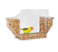 Suction Cup Window Bird Feeder, Transparent Acrylic Feeding Tray, Squirrel Resistant Bird Feeder for Finches and Small Birds, Ideal for Backyard, Garden, Balcony, or Window Watching and Observation