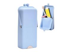 Suction Makeup Brush Holder, Travel Cosmetic Storage Bag Organizer portatile da 9 pollici con base Secure Accessory, Beauty Holder with Design Cosmetic Bag for Women Girls Travelers Artists, blu cielo