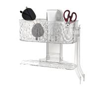 Suction Storage Wall Shelf, Bathroom Kitchen Organizer, 8.39x4.09x8.03 Inches, Cosmetics Tissue Holder, Ventilated Wall Mounted Rack for Home, Dining Room and More (Multicolor)
