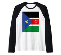 Sud Sudan Bandiera Sud Sudan Cuore Orgoglioso Giornata Nazionale Maglia con Maniche Raglan