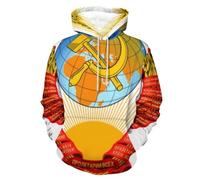 Sudadera Capucha Doble Unisex Estampado Unione delle Repubbliche Socialiste Sovietiche Emblema Nacional Chaqueta Multifunción Talla Grande Holgada Bolsillo Canguro Tejido Suave Elástico Antiviento