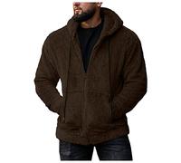 Sudadera con capucha para hombre, sudadera de forro polar con bolsillo y cremallera, prendas de vestir de invierno de Color sólido, abrigo de de manga larga para mantener el calor